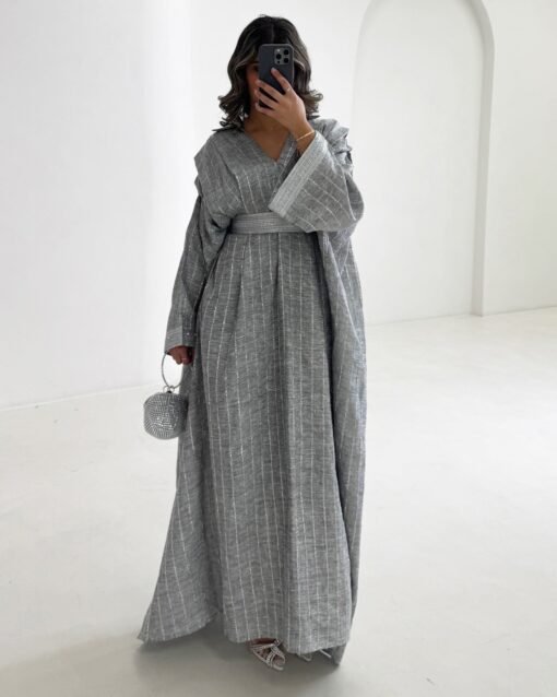Gray & silver linen Gown