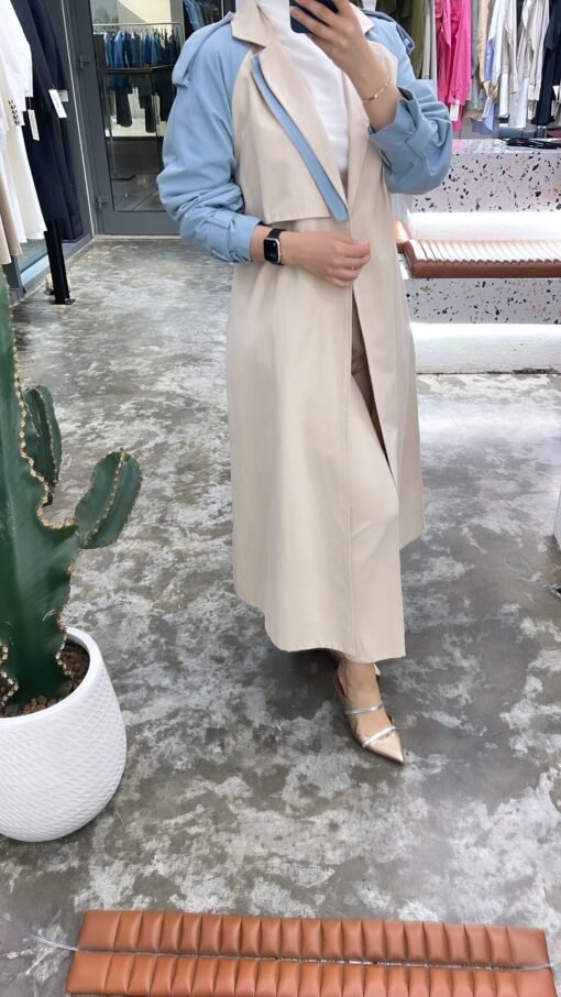 Trench coat beige &blue