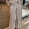 Beige linen set ( modest Pants & cropped blazer)