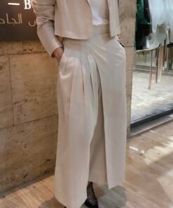 Beige linen set ( modest Pants & cropped blazer)
